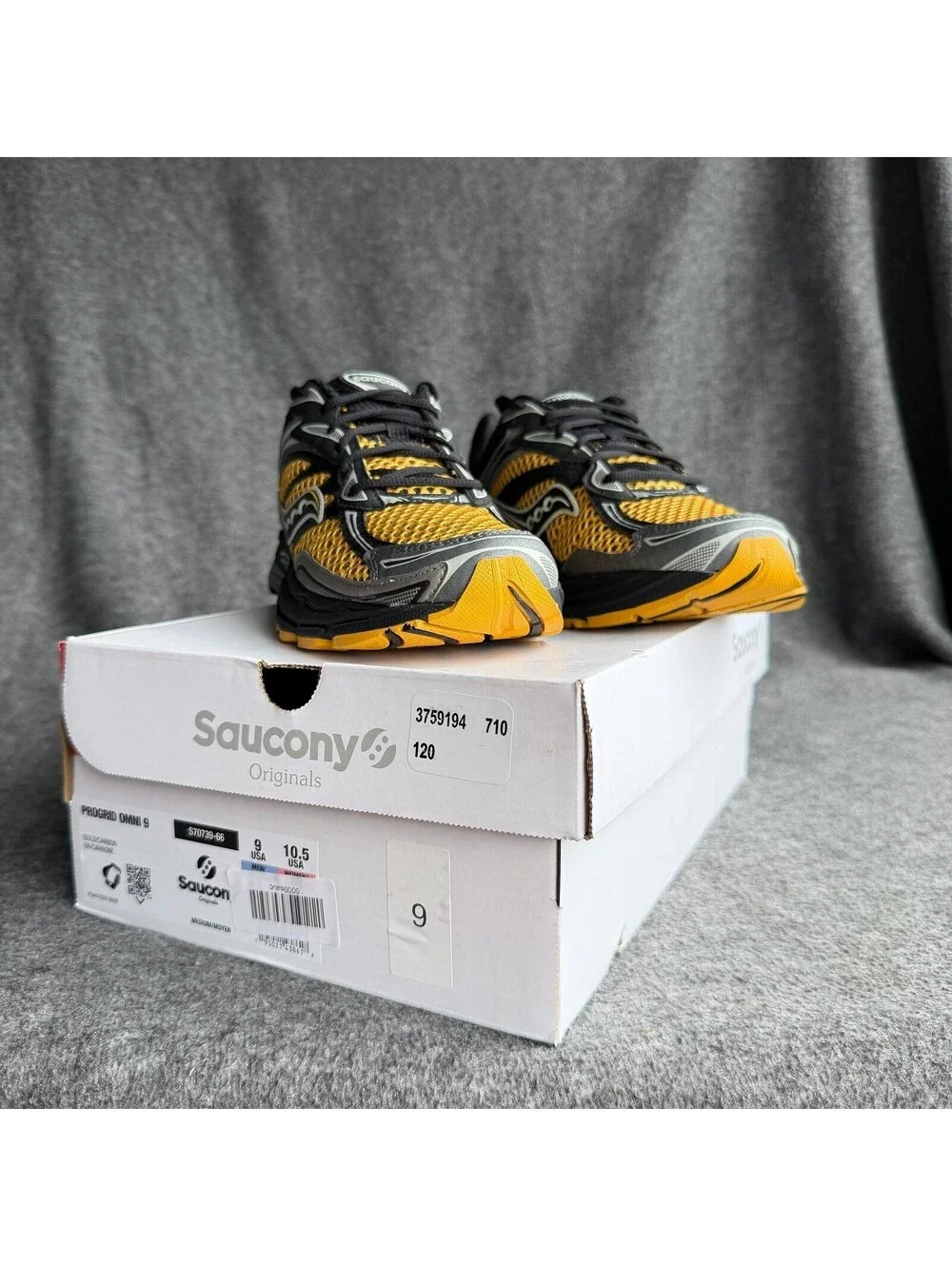 Saucony ProGrid Omni 9 Shoes Mens Size 9 Gold Carbon Running Sneakers S70739-66